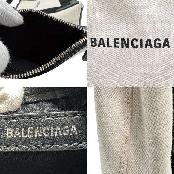 BALENCIAGA Handbag Navy Cabas XS Canvas Leather Black x Ivory Women's 390346 ... - Picture 5 of 5